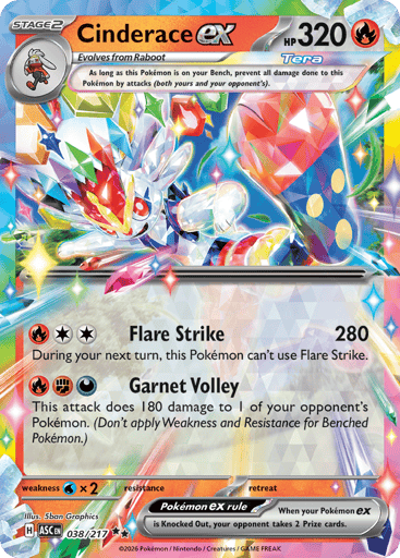 Cinderace ex – Double Rare – 038/217 – Ascended Heroes