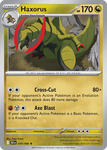 Haxorus – Rare Reverse Holo – 070/086 – Black Bolt