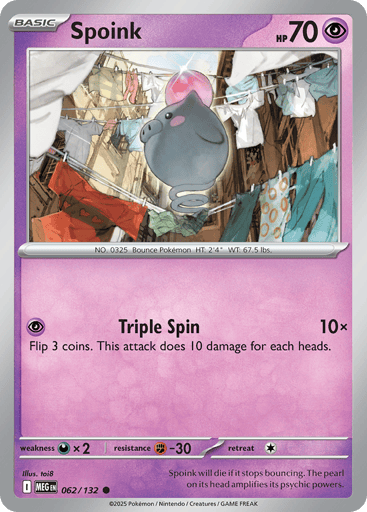 Spoink – Common Reverse Holo – 062/132 – Mega Evolution