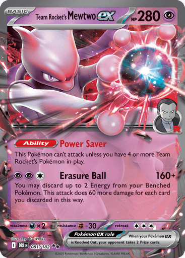 Team Rocket’s Mewtwo ex – Double Rare – 081/182 – Destined Rivals
