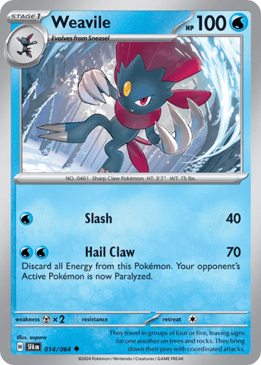 Weavile – Uncommon Reverse Holo – 014/064 – Shrouded Fable