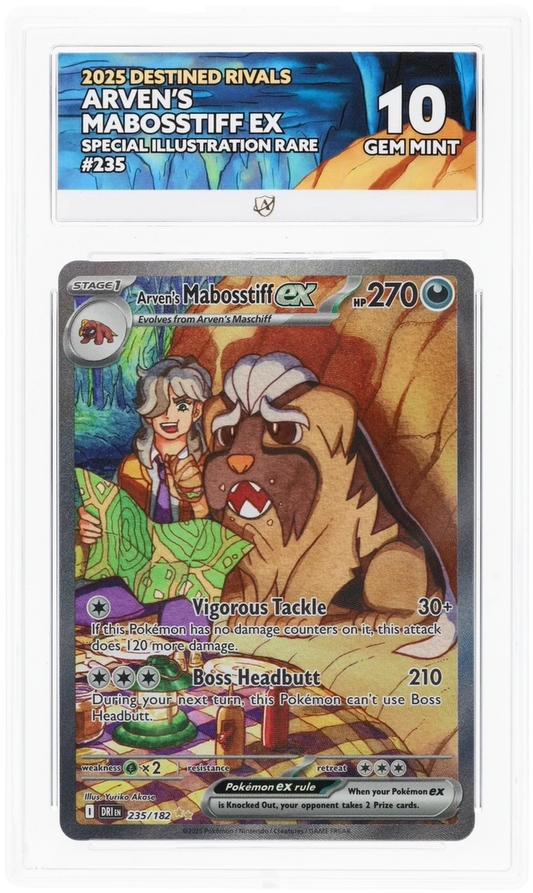 Pokémon Arven's Mabosstiff ex Special Illustration Rare 235/182 – Destined Rivals – ACE 10 Graded Card