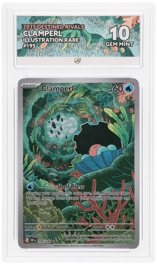 Pokémon Clamperl Illustration Rare 195/182 – Destined Rivals – ACE 10 Graded Card