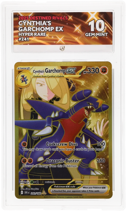 Pokémon Cynthia's Garchomp ex Hyper Rare 241/182 – Destined Rivals – ACE 10 Graded Card