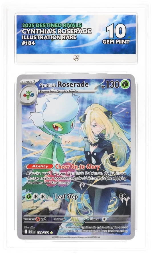 Pokémon Cynthia's Roserade Illustration Rare 184/182 – Destined Rivals – ACE 10 Graded Card