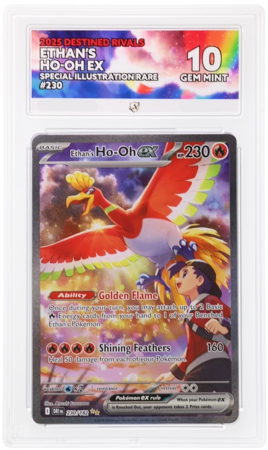 Pokémon Ethan's Ho-oh ex Special Illustration Rare 230/182 – Destined Rivals – ACE 10 Graded Card