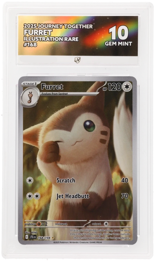 Pokémon Furret Illustration Rare 168/159 – Journey Together – ACE 10 Graded Card
