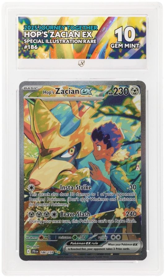 Pokémon Hop's Zacian ex Special Illustration Rare 186/159 – Journey Together – ACE 10 Graded Card