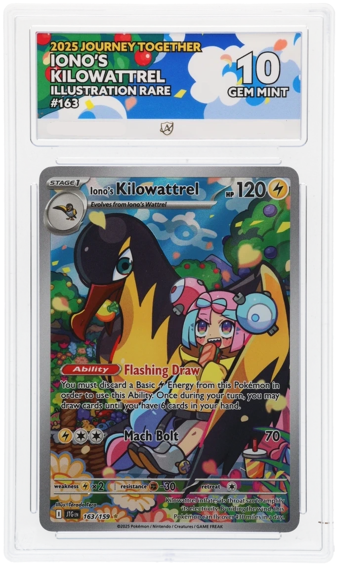 Pokémon Iono's Kilowattrel Illustration Rare 163/159 – Journey Together – ACE 10 Graded Card