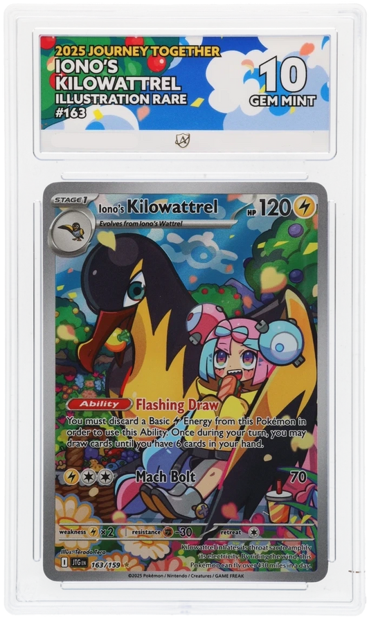Pokémon Iono's Kilowattrel Illustration Rare 163/159 – Journey Together – ACE 10 Graded Card