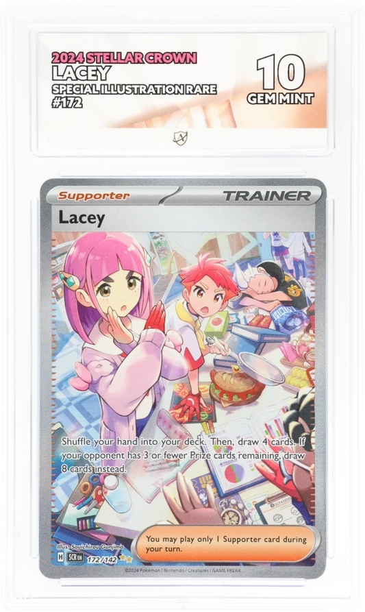 Pokémon Lacey Special Illustration Rare 172/142 – Stellar Crown – ACE 10 Graded Card