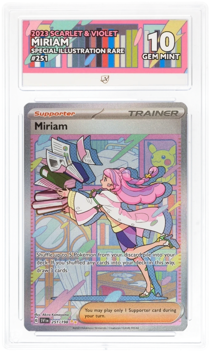 Pokémon Miriam Special Illustration Rare 251/198 – Scarlet & Violet – ACE 10 Graded Card