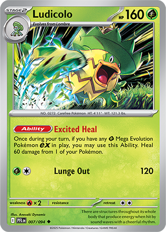 Pokémon – Ludicolo – Uncommon – 007/094 – Phantasmal Flames – Raw