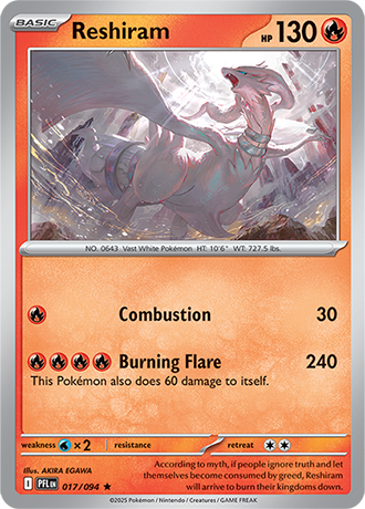 Pokémon – Reshiram – Rare – 017/094 – Phantasmal Flames – Raw