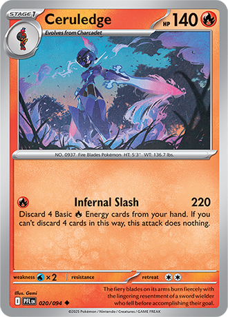 Pokémon – Ceruledge – Uncommon – 020/094 – Phantasmal Flames – Raw