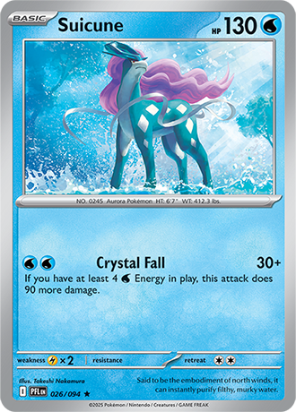 Pokémon – Suicune – Rare – 026/094 – Phantasmal Flames – Raw