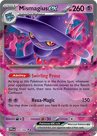 Pokémon – Mismagius ex – Double Rare – 036/094 – Phantasmal Flames – Raw