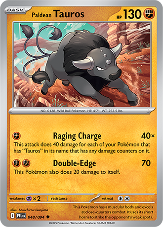 Pokémon – Paldean Tauros – Uncommon – 048/094 – Phantasmal Flames – Raw