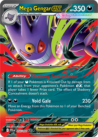 Pokémon – Mega Gengar ex – Double Rare – 056/094 – Phantasmal Flames – Raw