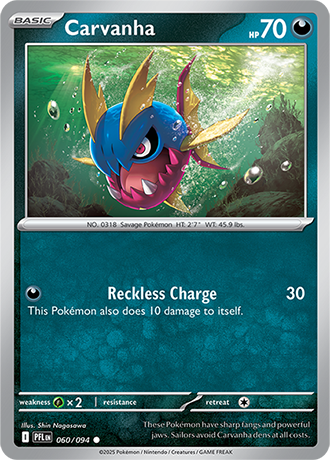 Pokémon – Carvanha – Common – 060/094 – Phantasmal Flames – Raw