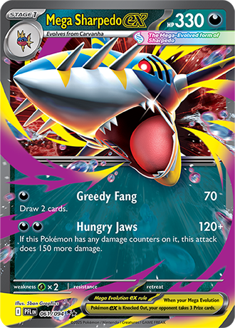 Pokémon – Mega Sharpedo ex – Double Rare – 061/094 – Phantasmal Flames – Raw