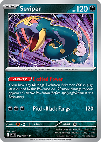 Pokémon – Seviper – Uncommon – 062/094 – Phantasmal Flames – Raw