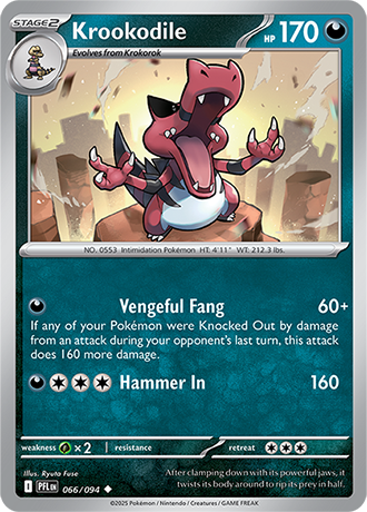 Pokémon – Krookodile – Uncommon – 066/094 – Phantasmal Flames – Raw