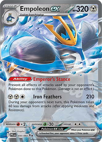 Pokémon – Empoleon ex – Double Rare – 070/094 – Phantasmal Flames – Raw