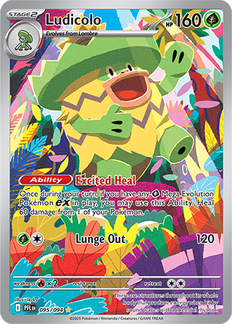 Pokémon – Ludicolo – Illustration Rare – 095/094 – Phantasmal Flames – Raw
