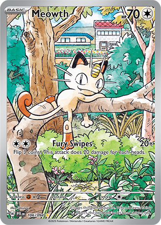 Pokémon – Meowth – Illustration Rare – 106/094 – Phantasmal Flames – Raw