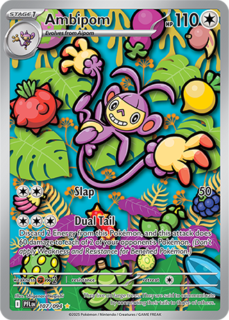 Pokémon – Ambipom – Illustration Rare – 107/094 – Phantasmal Flames – Raw