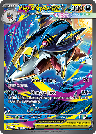 Pokémon – Mega Sharpedo ex – Special Illustration Rare – 127/094 – Phantasmal Flames – Raw