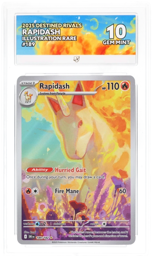 Pokémon Rapidash Illustration Rare 189/182 – Destined Rivals – ACE 10 Graded Card