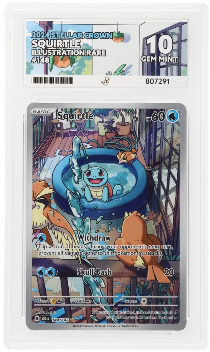 Pokémon Squirtle Illustration Rare 148/142 – Stellar Crown – ACE 10 Graded Card