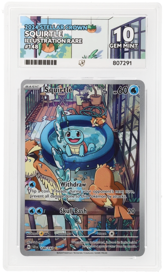 Pokémon Squirtle Illustration Rare 148/142 – Stellar Crown – ACE 10 Graded Card