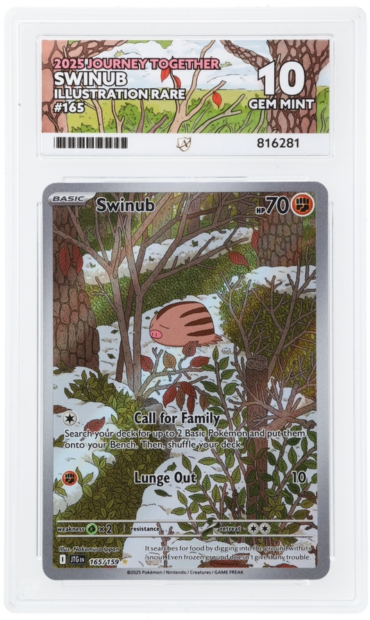Pokémon Swinub Illustration Rare 165/159 – Journey Together – ACE 10 Graded Card