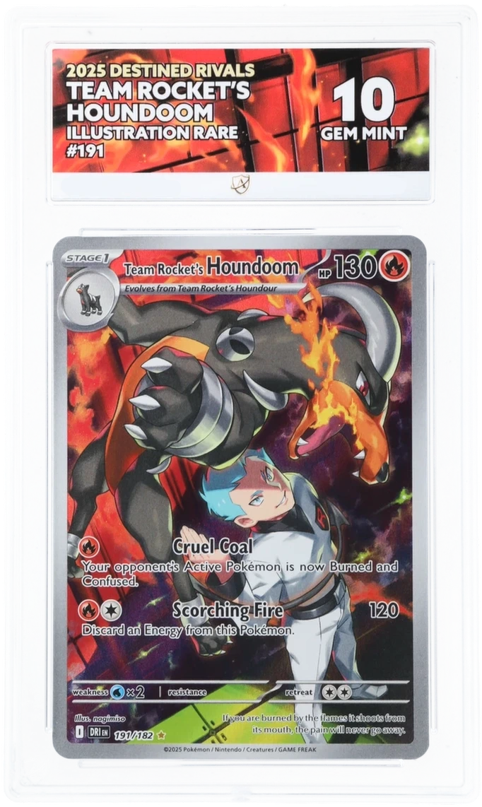 Pokémon Team Rocket's Houndoom Illustration Rare 191/182 – Destined Rivals – ACE 10 Graded Card