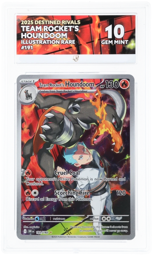 Pokémon Team Rocket's Houndoom Illustration Rare 191/182 – Destined Rivals – ACE 10 Graded Card