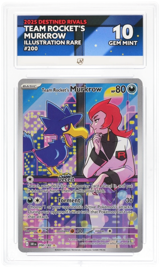 Pokémon Team Rocket's Murkrow Illustration Rare 200/182 – Destined Rivals – ACE 10 Graded Card