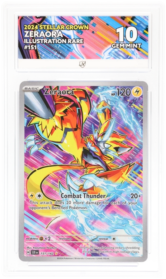 Pokémon Zeraora Illustration Rare 151/142 – Stellar Crown – ACE 10 Graded Card